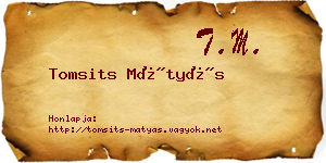 Tomsits Mátyás névjegykártya